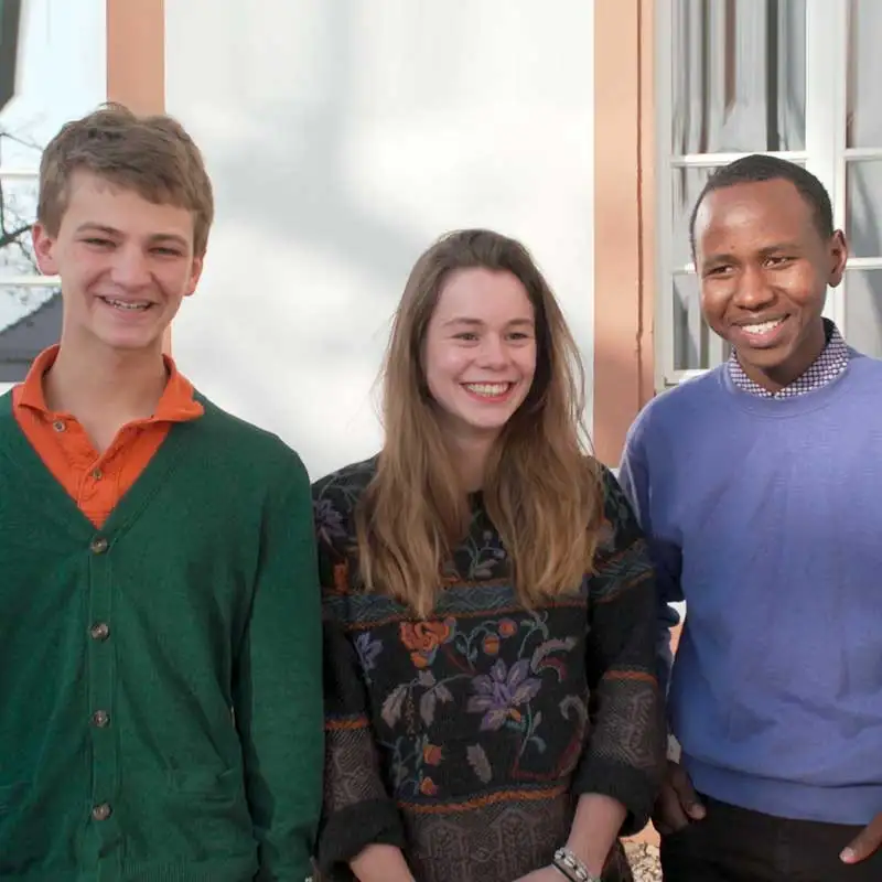 Education as a force that changes the world: Zachary Wakefield, Miriam Abel and John Michael Koffi from UWC Freiburg (2017). Education as a force that changes the world: Zachary Wakefield, Miriam Abel and John Michael Koffi from UWC Freiburg (2017).